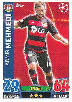 Admir Mehmedi Bayer 04 Leverkusen 2015/16 Topps Match Attax CL #214